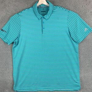 Adidas Golf Shirt Mens Extra Large Green Stripe‎ Polo Golfer Outdoor Southern AG